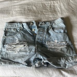 One Teaspoon Jean Denim High Waisted Shorts